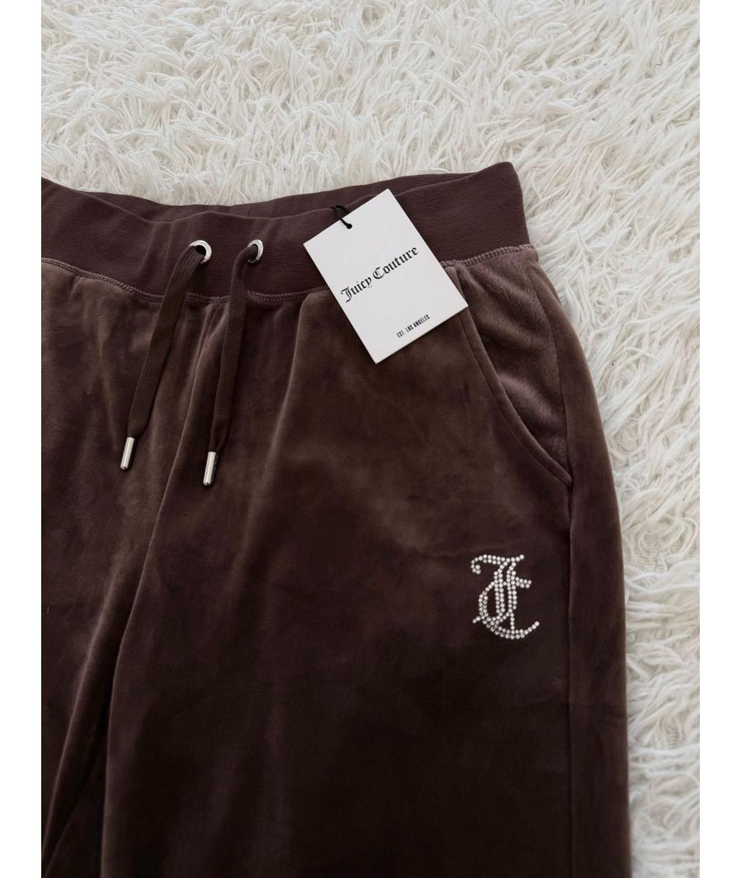 JUICY COUTURE Коричневые велюровые спортивные брюки и шорты, фото 4