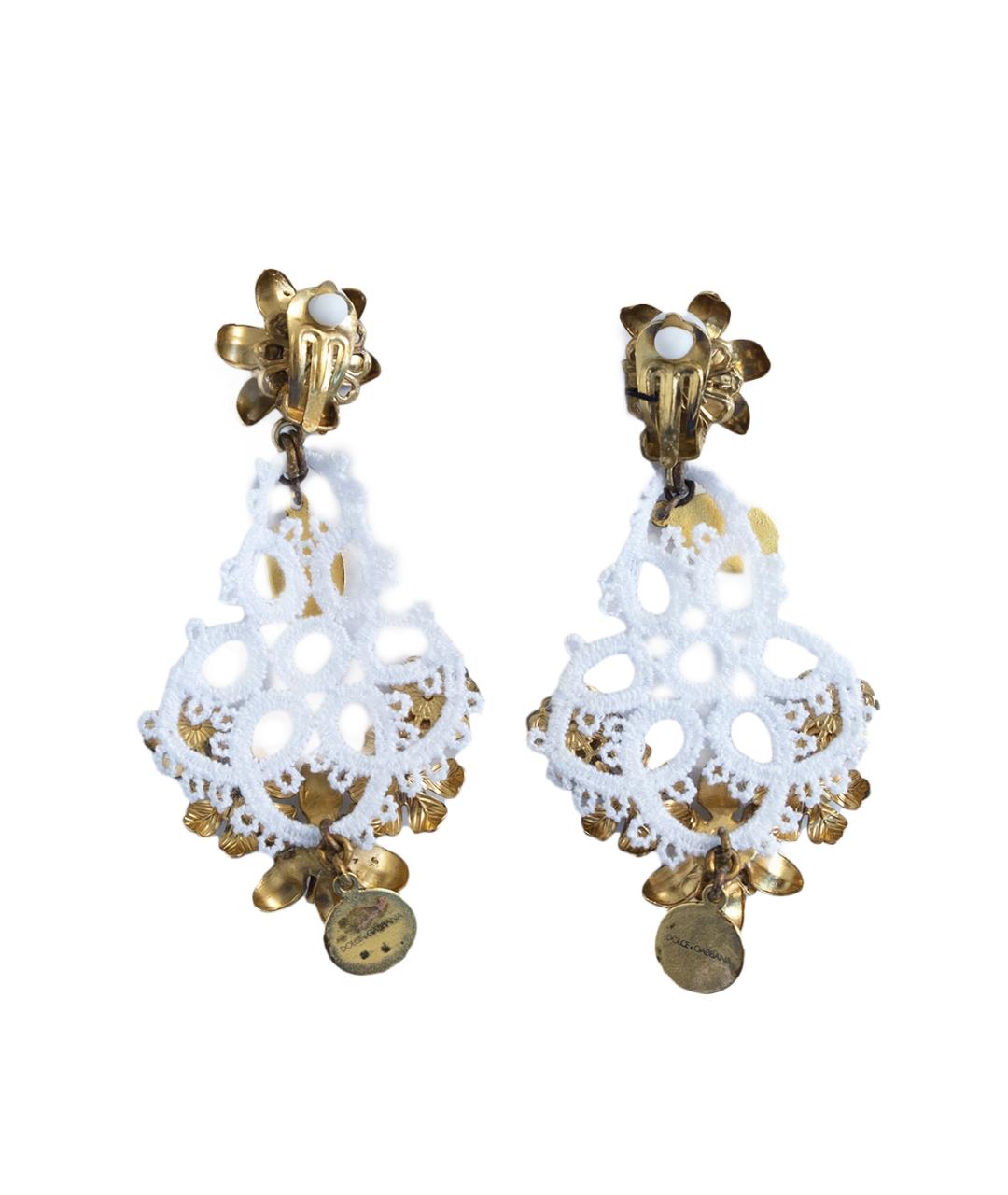 DOLCE&GABBANA Белые металлические серьги, фото 2