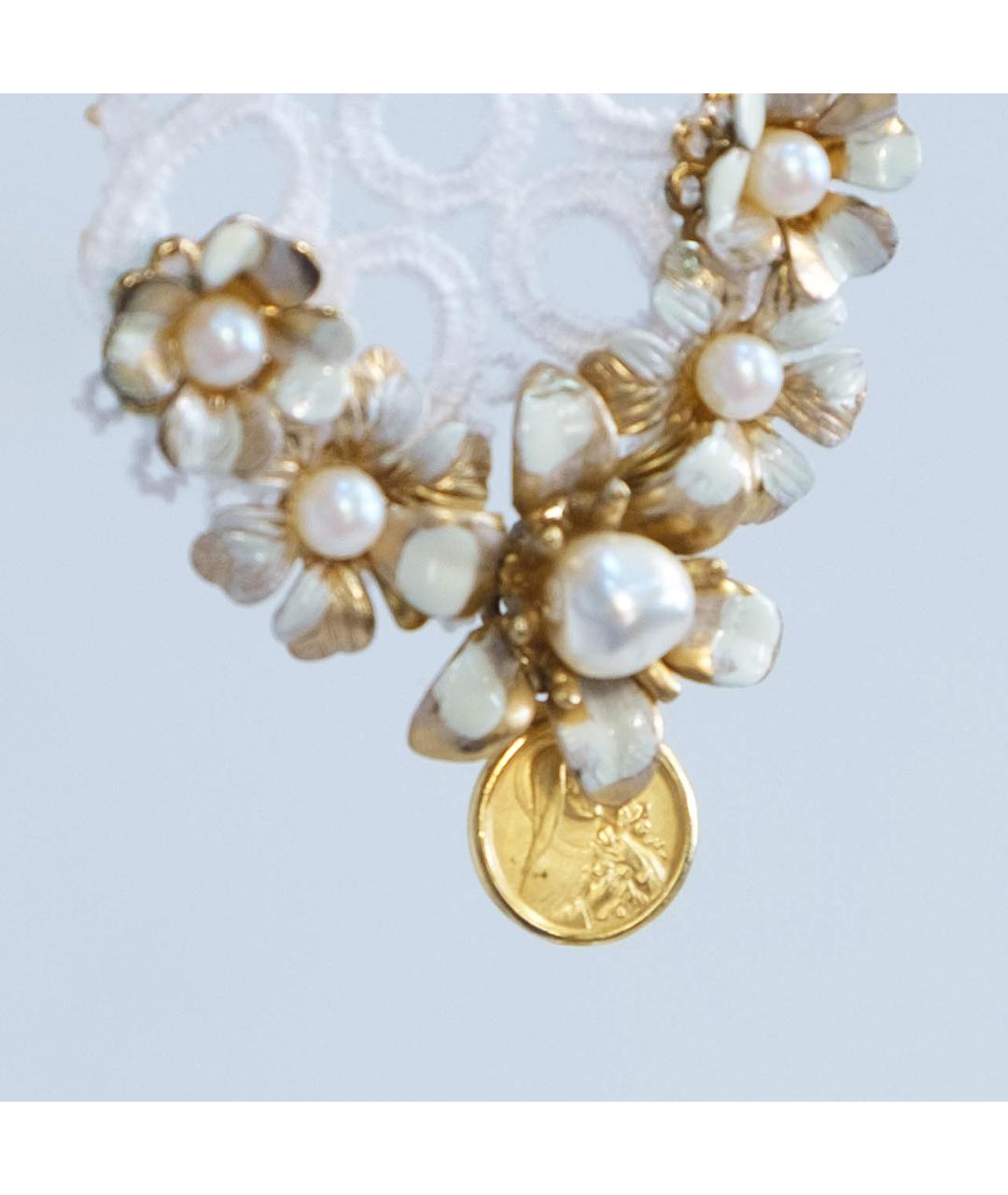 DOLCE&GABBANA Белые металлические серьги, фото 4