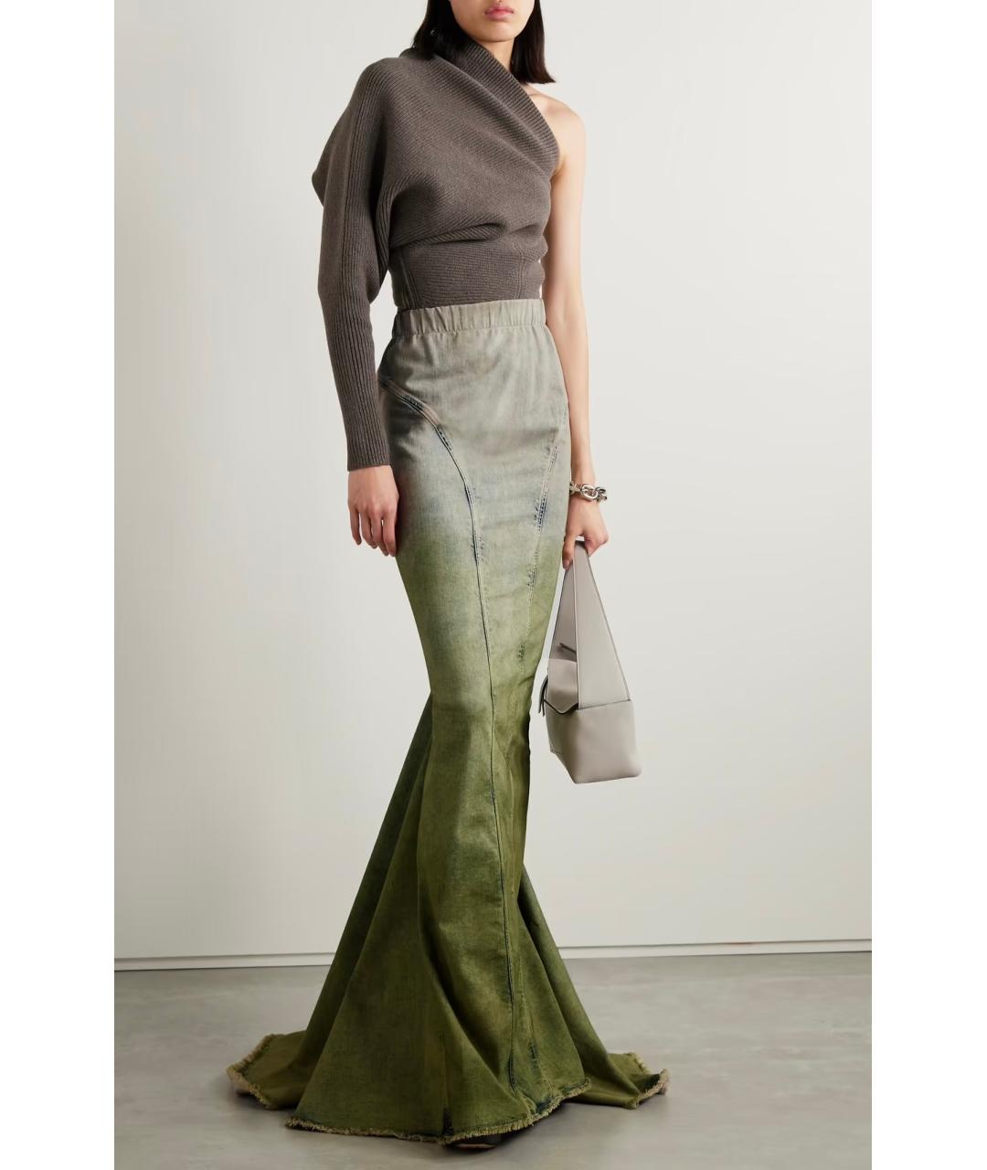 RICK OWENS Мульти хлопко-эластановая юбка макси, фото 2