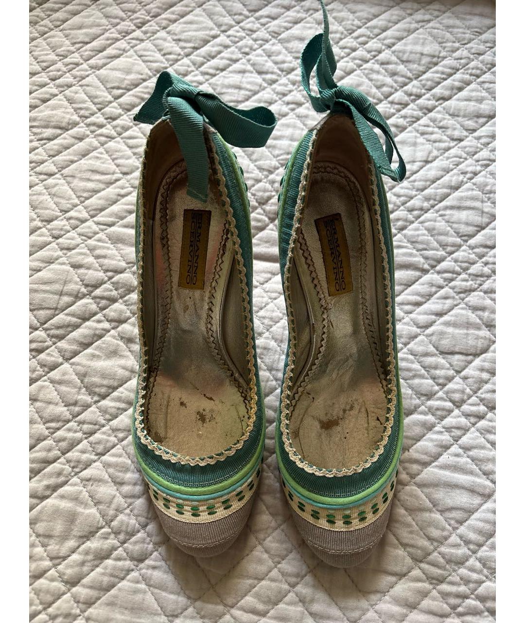 ERMANNO SCERVINO Бирюзовые текстильные туфли, фото 2