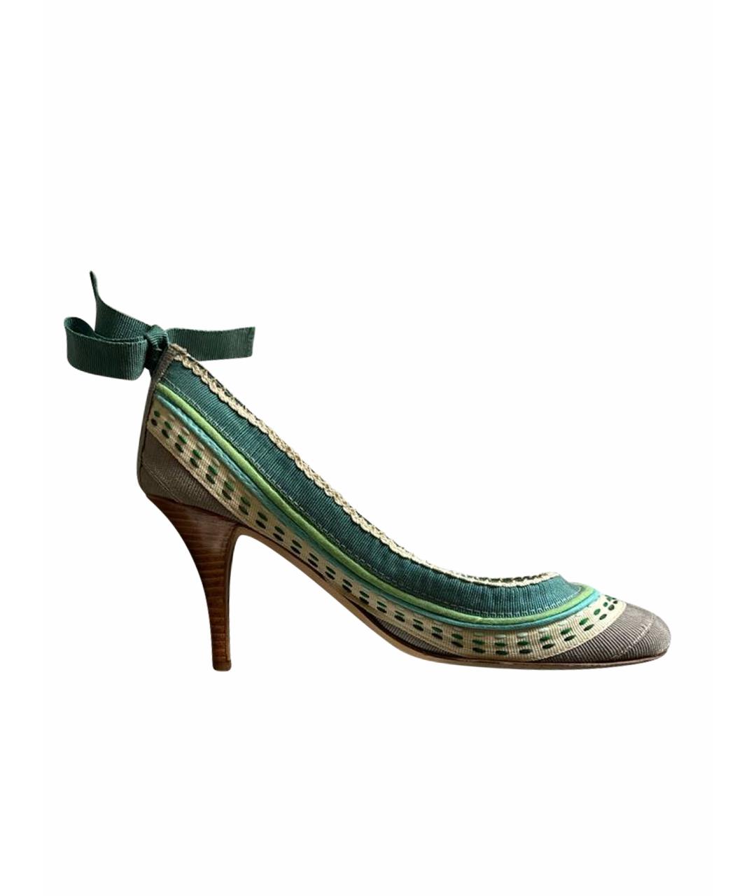 ERMANNO SCERVINO Бирюзовые текстильные туфли, фото 1
