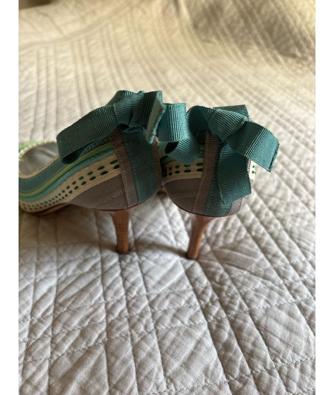 ERMANNO SCERVINO Бирюзовые текстильные туфли, фото 4