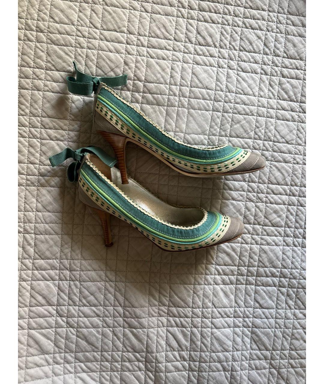 ERMANNO SCERVINO Бирюзовые текстильные туфли, фото 5