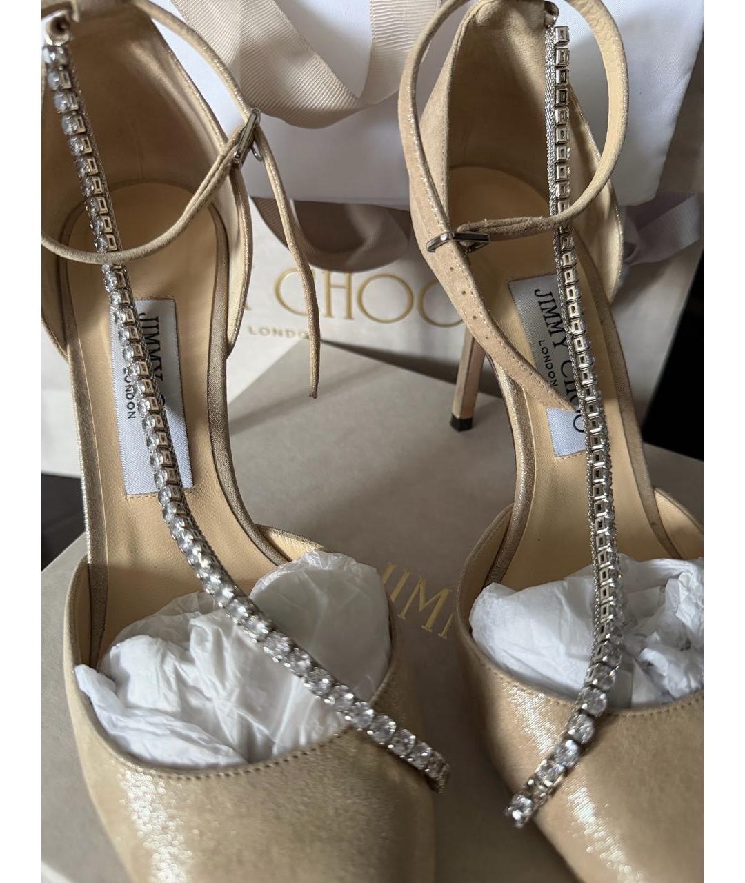 JIMMY CHOO Бежевые замшевые туфли, фото 5