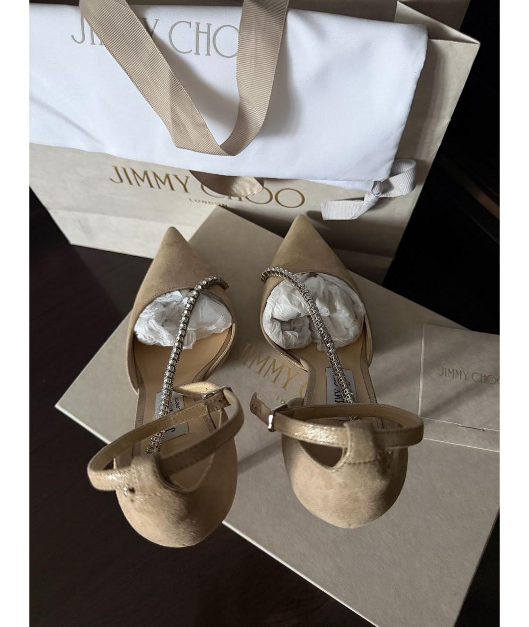 JIMMY CHOO Бежевые замшевые туфли, фото 3