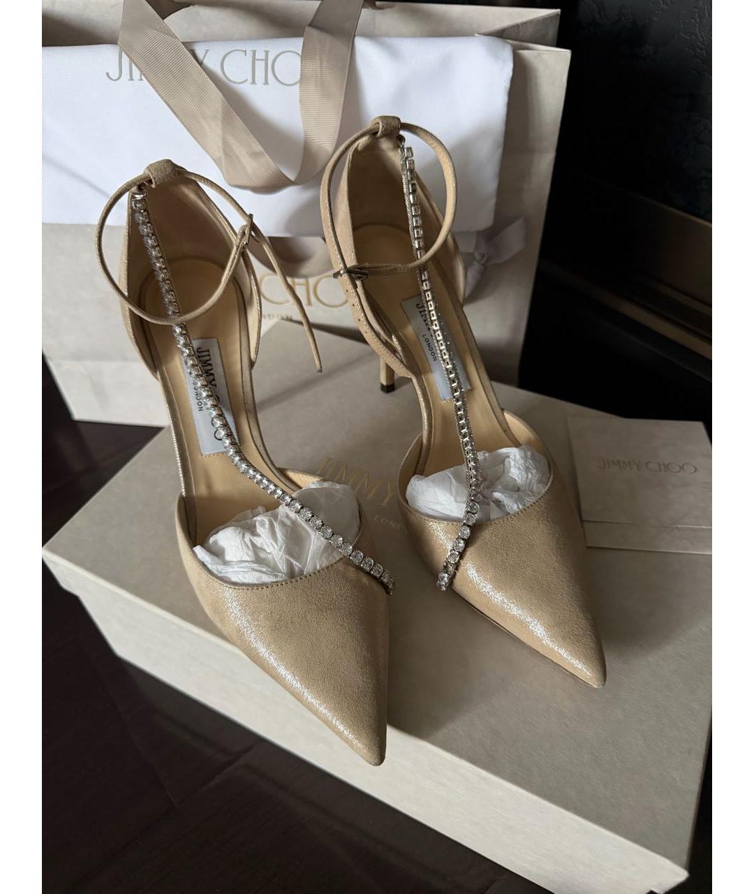 JIMMY CHOO Бежевые замшевые туфли, фото 2