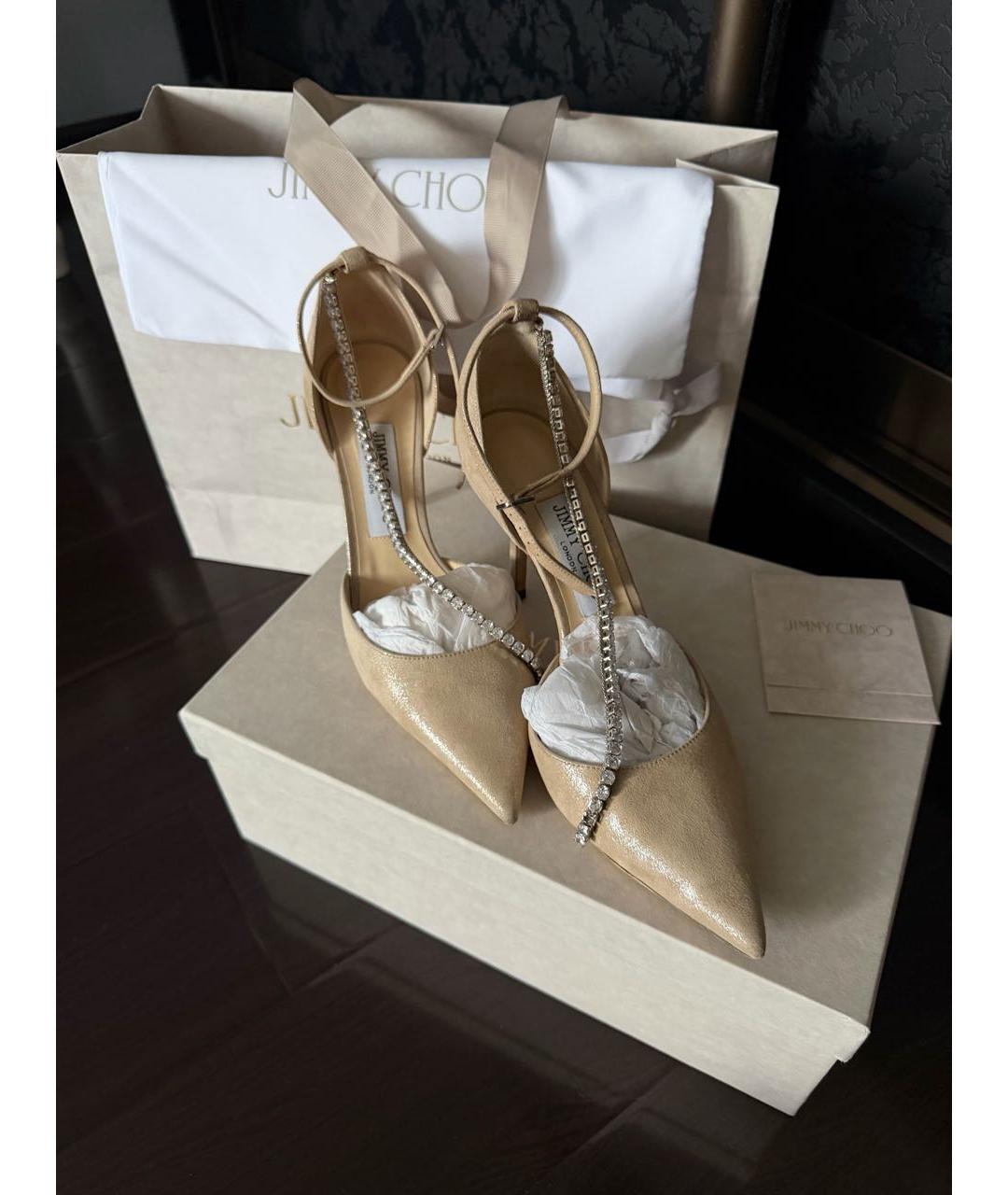 JIMMY CHOO Бежевые замшевые туфли, фото 6