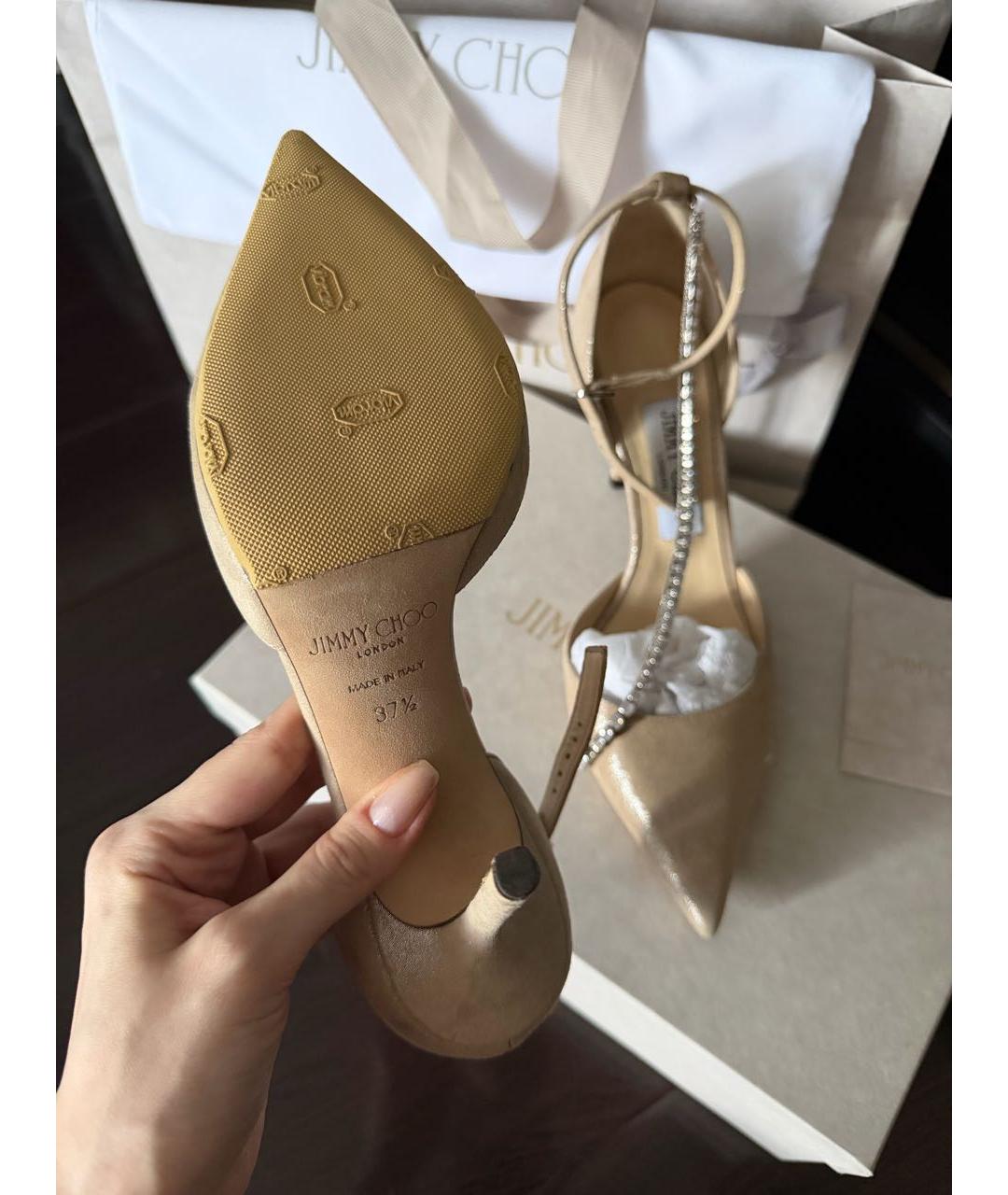 JIMMY CHOO Бежевые замшевые туфли, фото 7