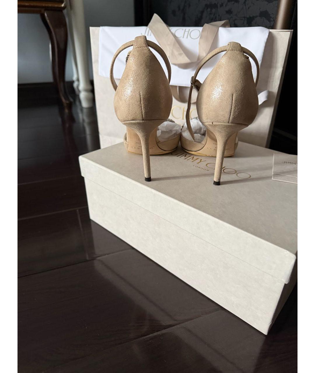 JIMMY CHOO Бежевые замшевые туфли, фото 4