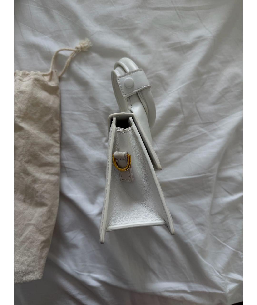JACQUEMUS Белая кожаная сумка с короткими ручками, фото 4