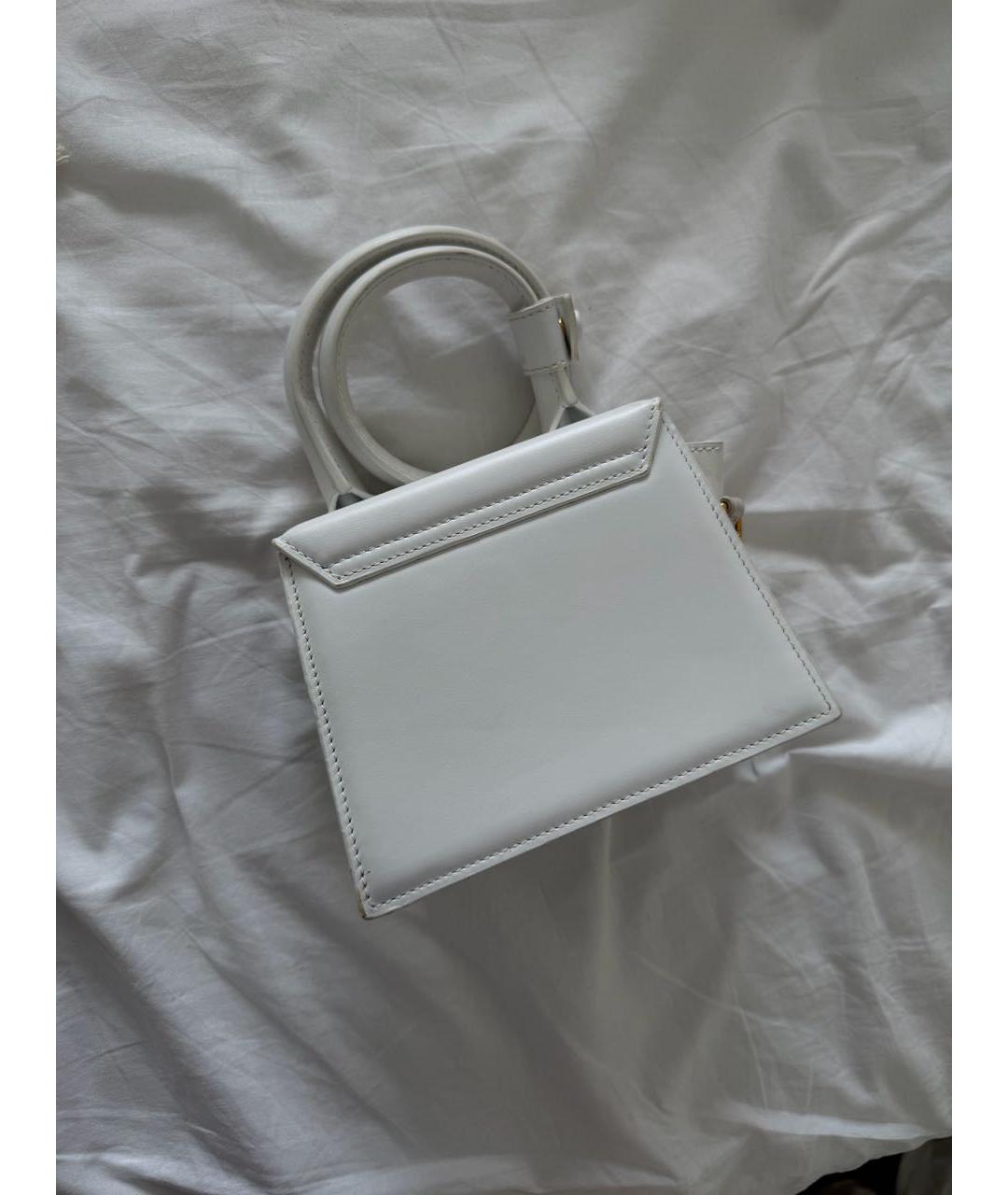 JACQUEMUS Белая кожаная сумка с короткими ручками, фото 2