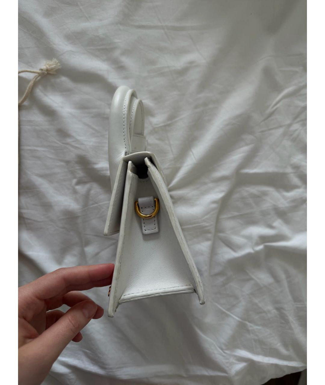 JACQUEMUS Белая кожаная сумка с короткими ручками, фото 3