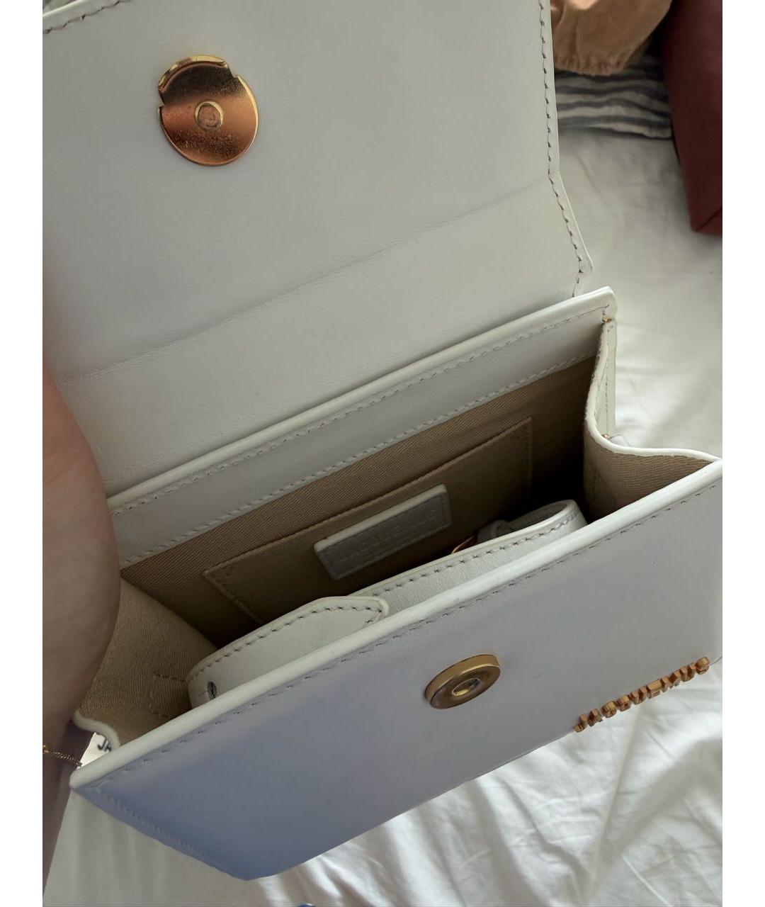 JACQUEMUS Белая кожаная сумка с короткими ручками, фото 6