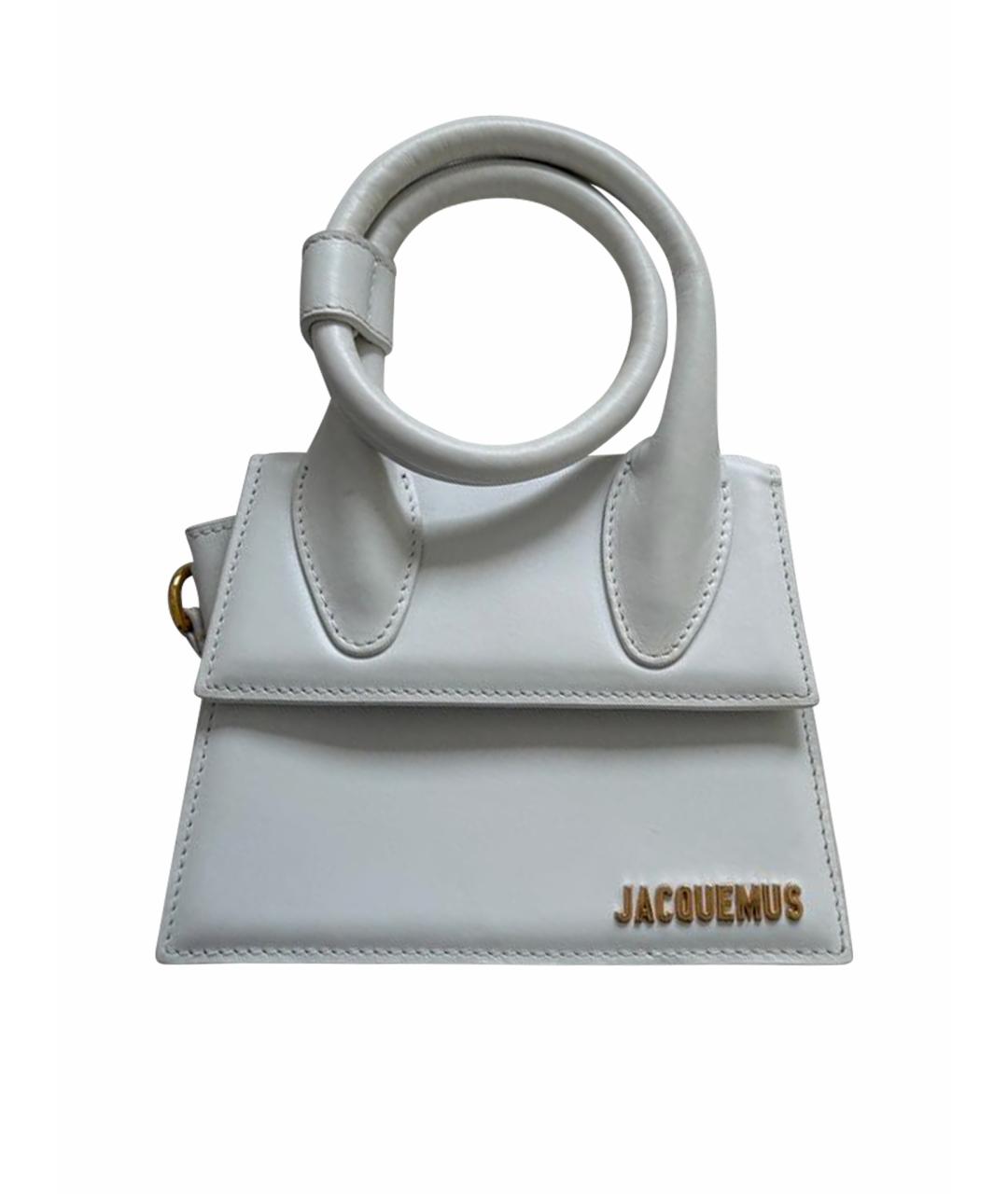 JACQUEMUS Белая кожаная сумка с короткими ручками, фото 1