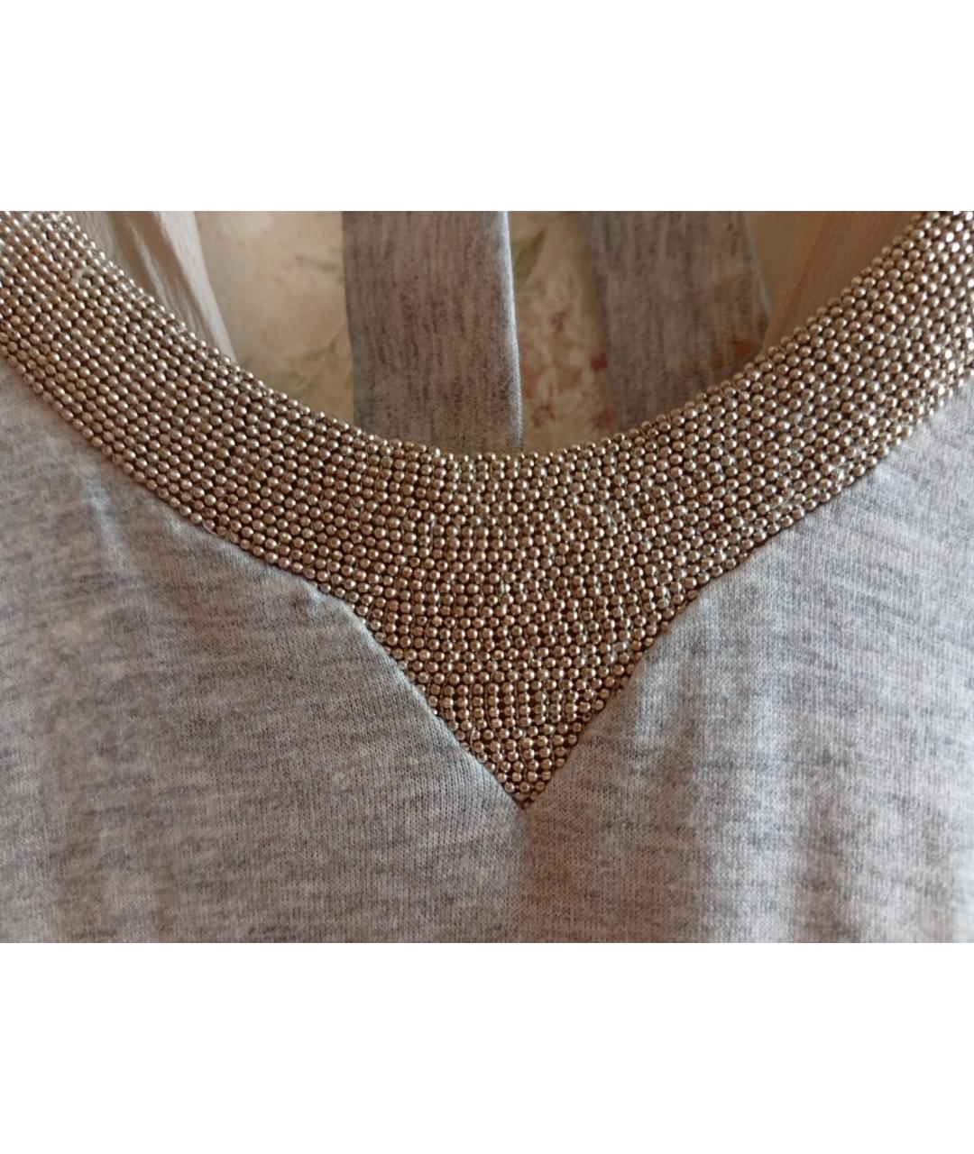 BRUNELLO CUCINELLI Серое хлопковое повседневное платье, фото 3