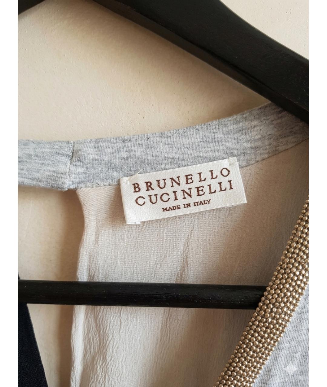 BRUNELLO CUCINELLI Серое хлопковое повседневное платье, фото 4