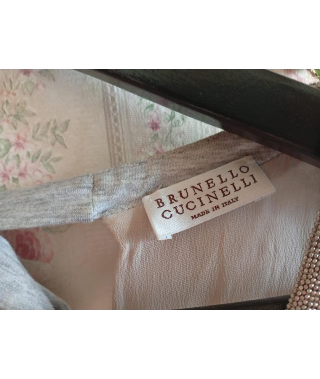 BRUNELLO CUCINELLI Серое хлопковое повседневное платье, фото 2