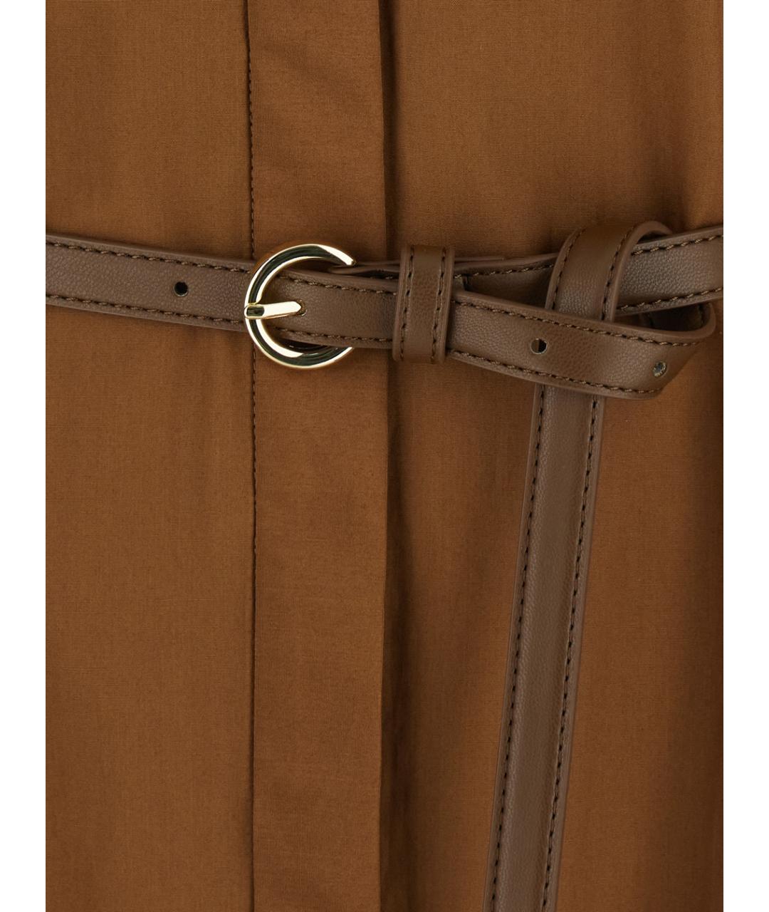 MAX MARA STUDIO Коричневое хлопковое повседневное платье, фото 3