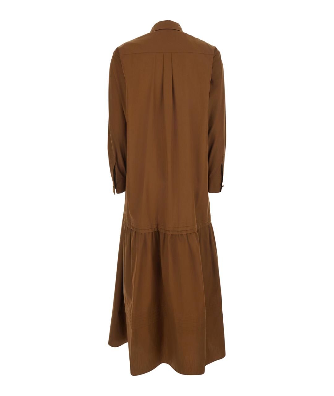 MAX MARA STUDIO Коричневое хлопковое повседневное платье, фото 2