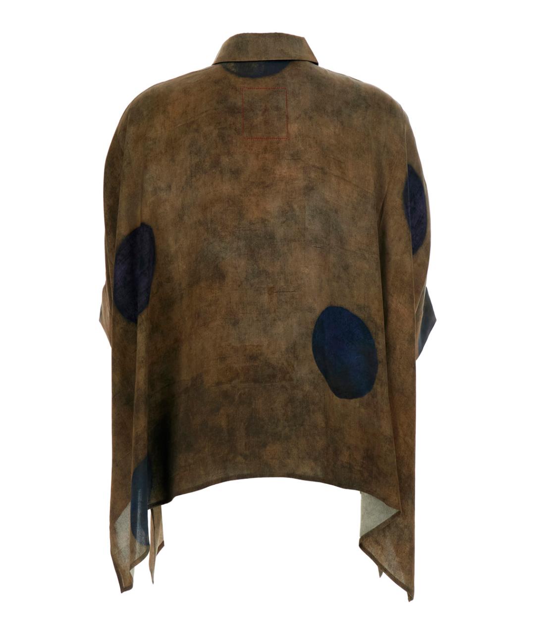 UMA WANG Коричневая шелковая рубашка, фото 2