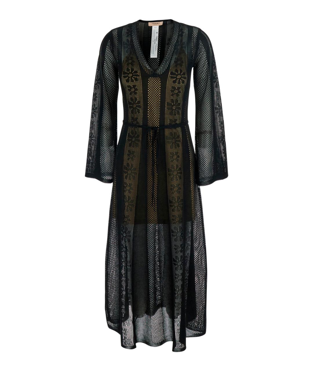TWIN-SET Черное вискозное повседневное платье, фото 1
