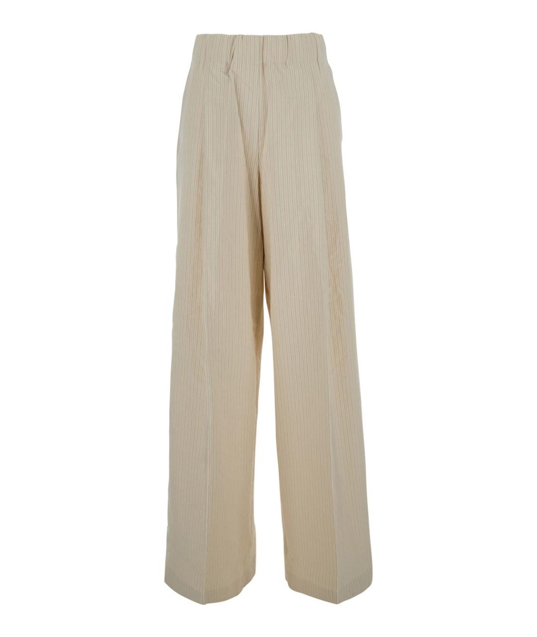 DRIES VAN NOTEN Бежевые хлопковые прямые брюки, фото 1