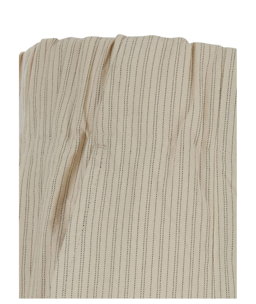 DRIES VAN NOTEN Бежевые хлопковые прямые брюки, фото 3