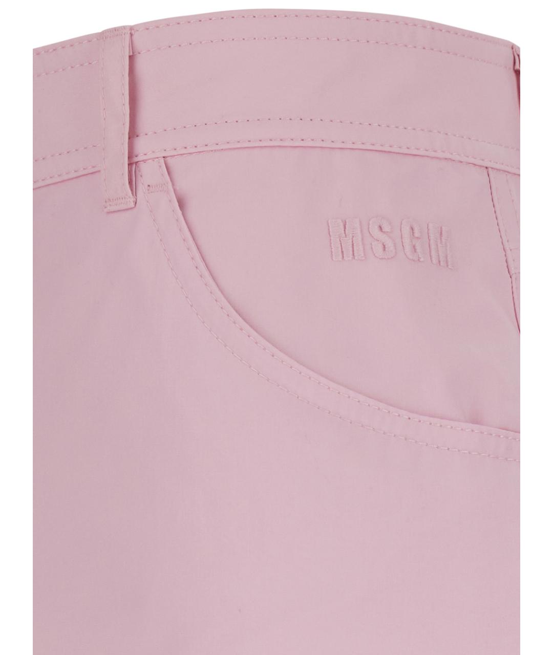 MSGM Розовые хлопковые прямые брюки, фото 3