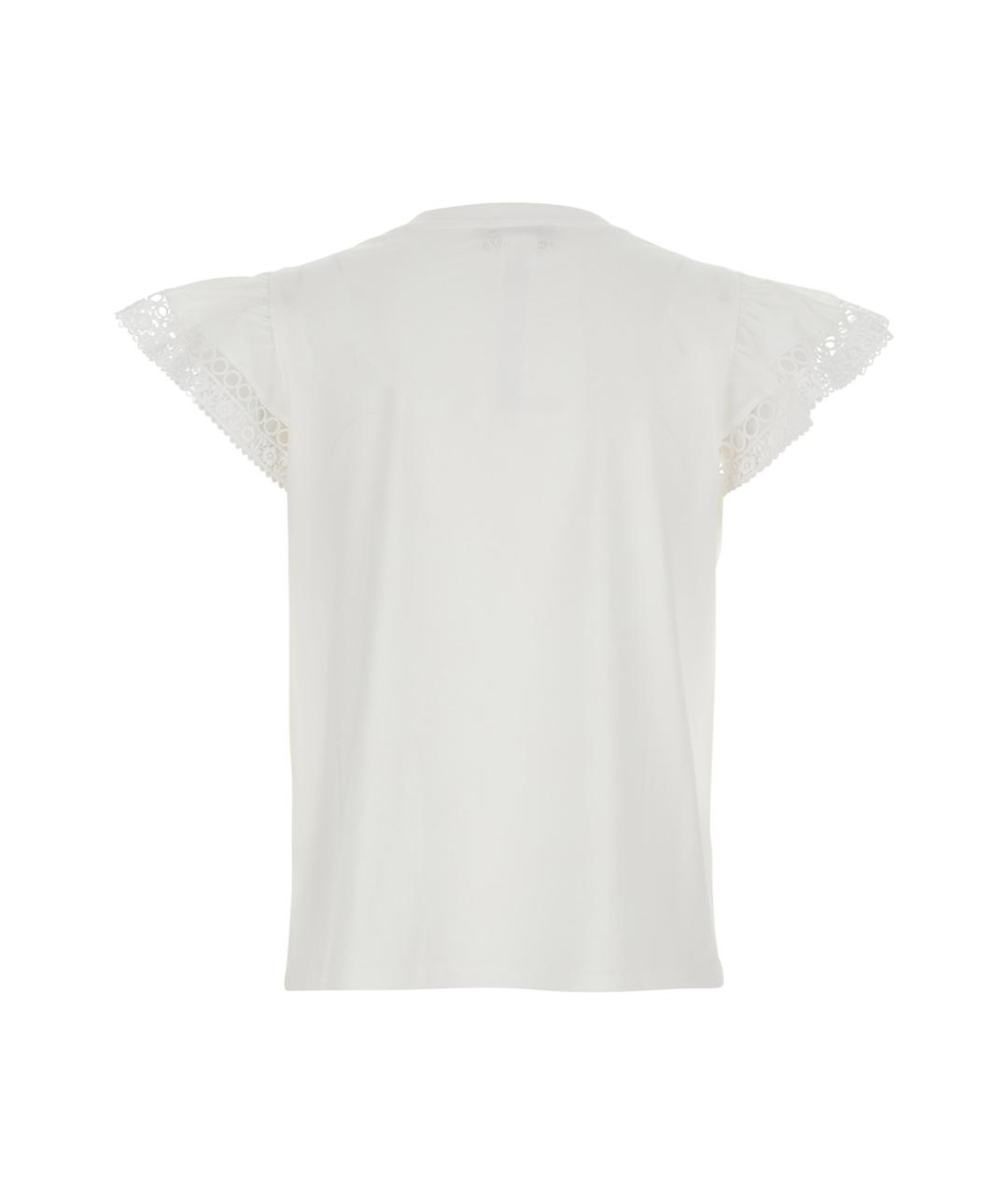 TWIN-SET Белая хлопковая футболка, фото 2