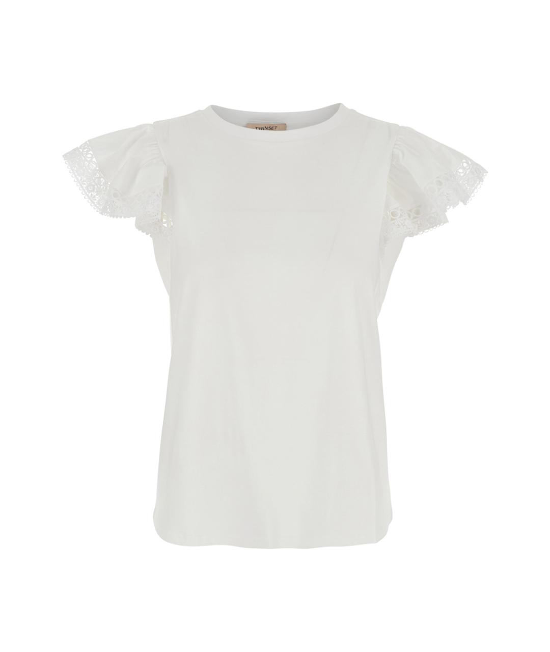 TWIN-SET Белая хлопковая футболка, фото 1