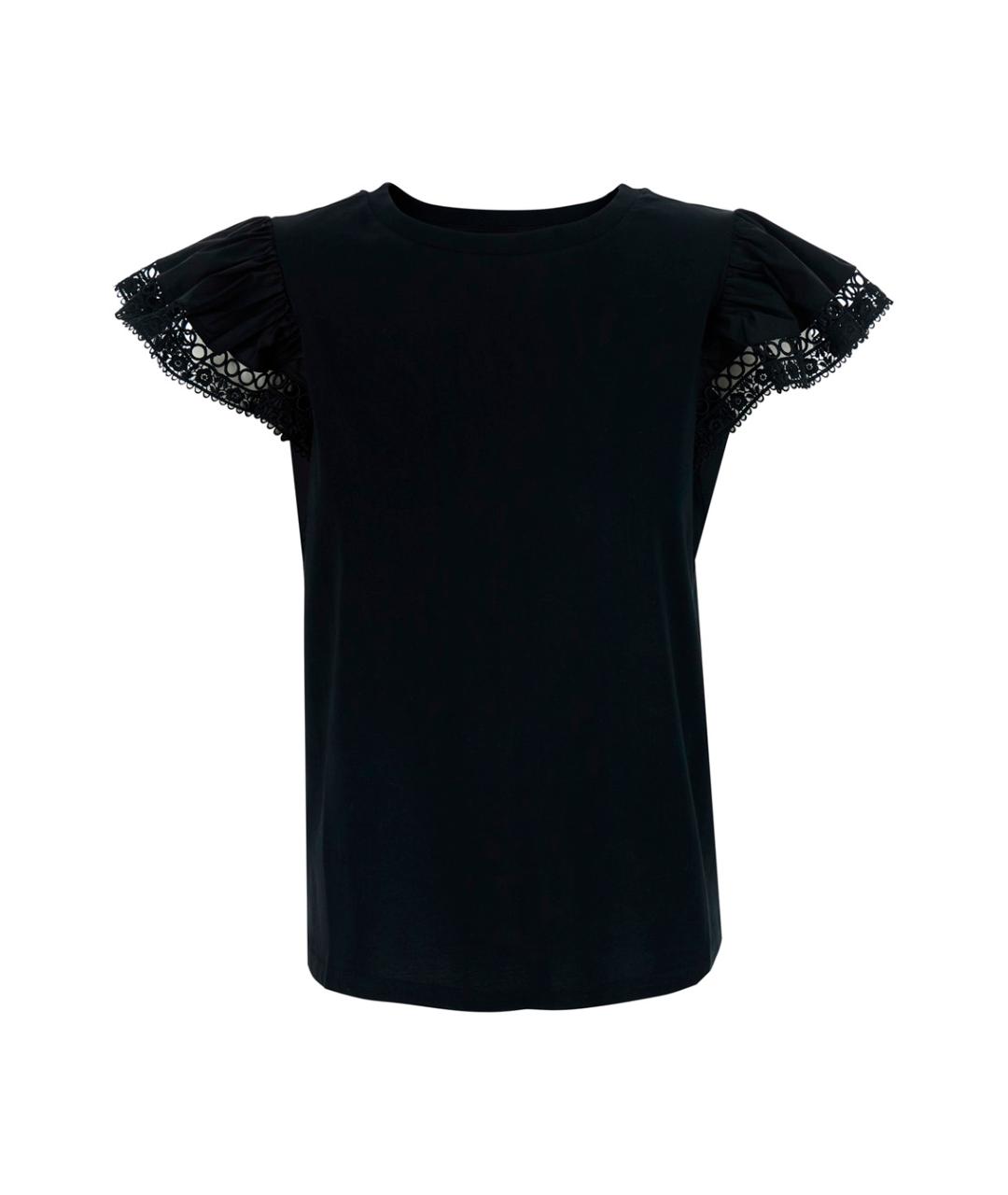 TWIN-SET Черная хлопковая футболка, фото 1