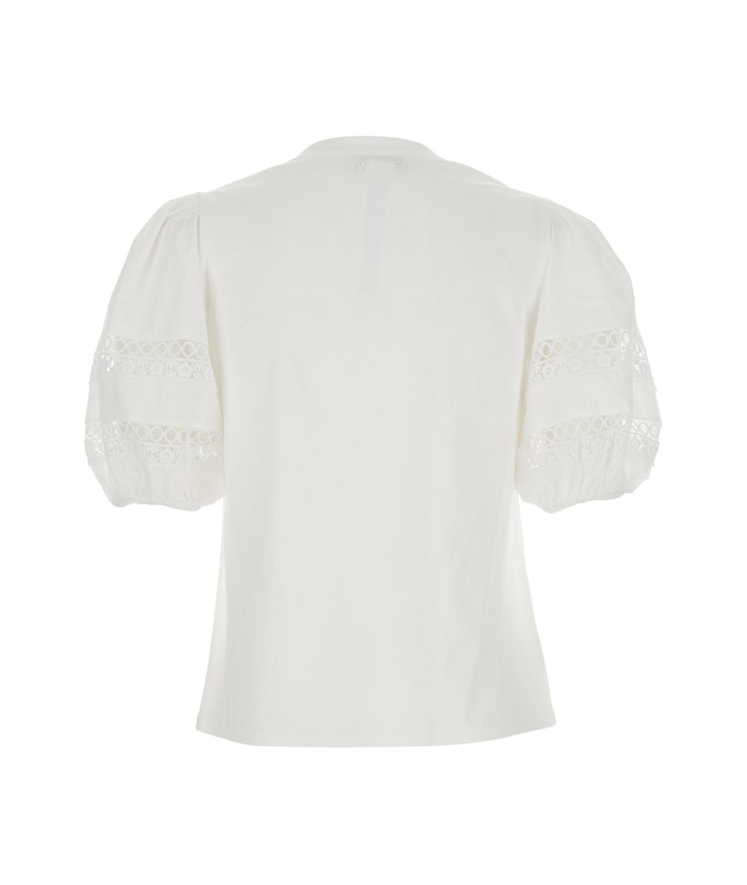 TWIN-SET Белая хлопковая футболка, фото 2