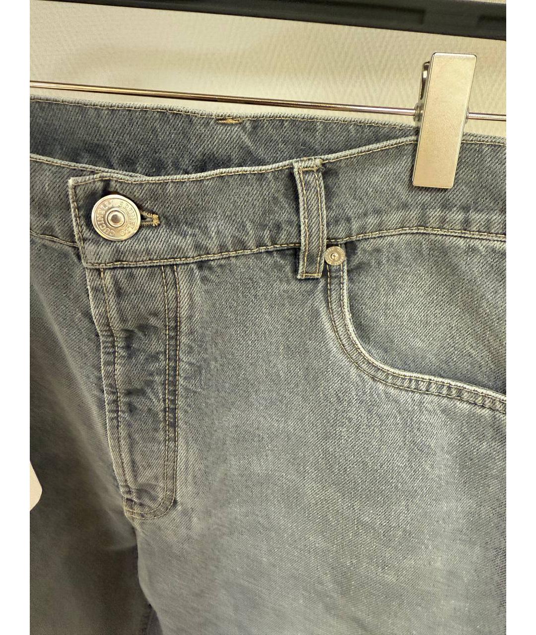 BRUNELLO CUCINELLI Серые хлопковые прямые джинсы, фото 4