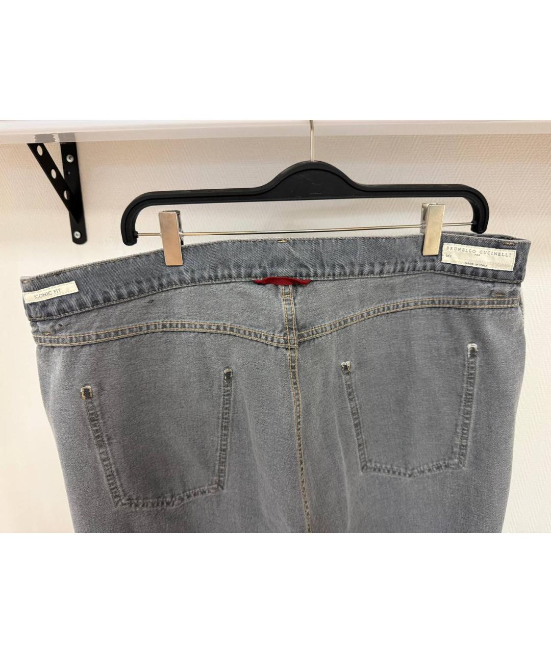 BRUNELLO CUCINELLI Серые хлопковые прямые джинсы, фото 3