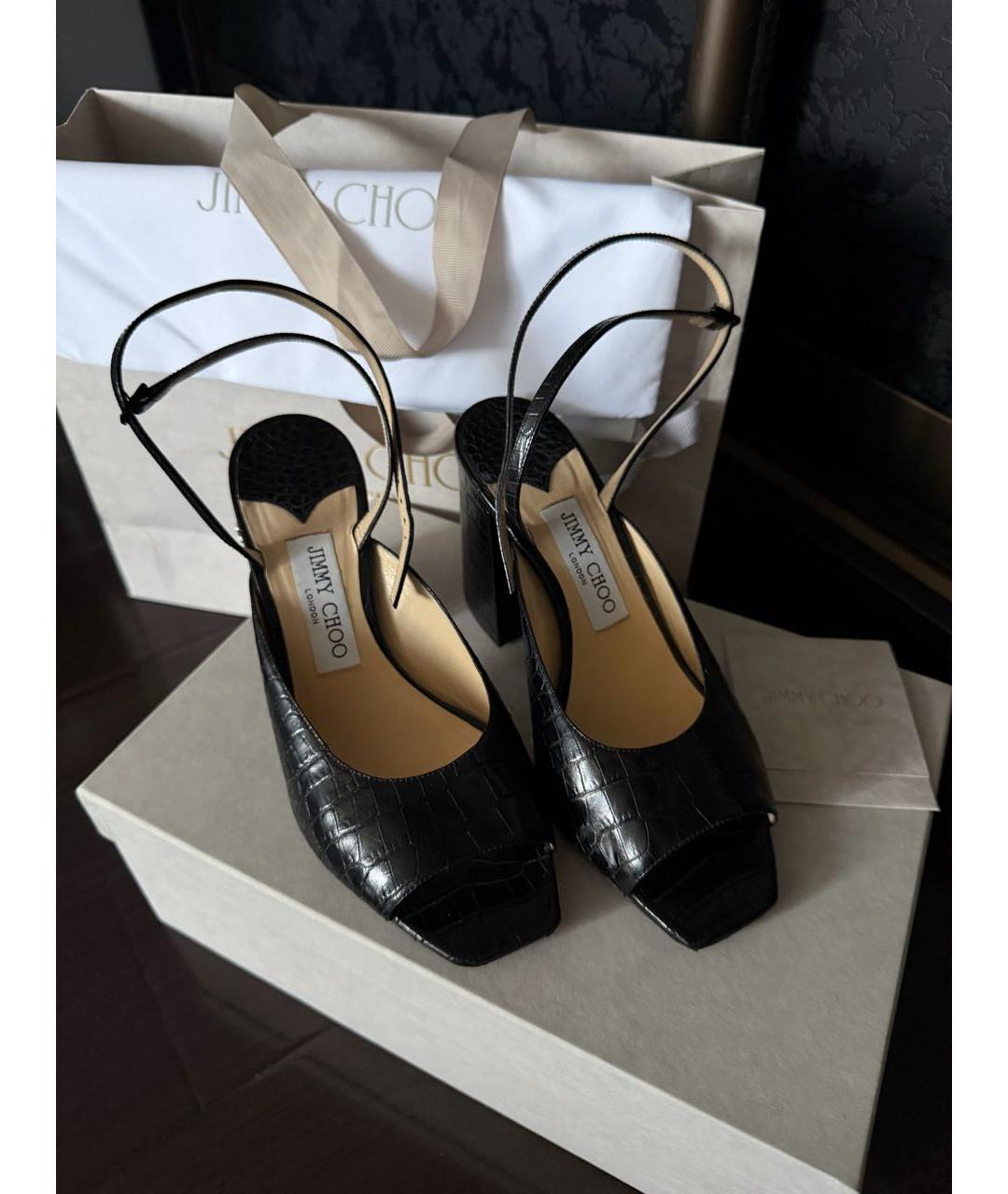 JIMMY CHOO Черные кожаные босоножки, фото 2