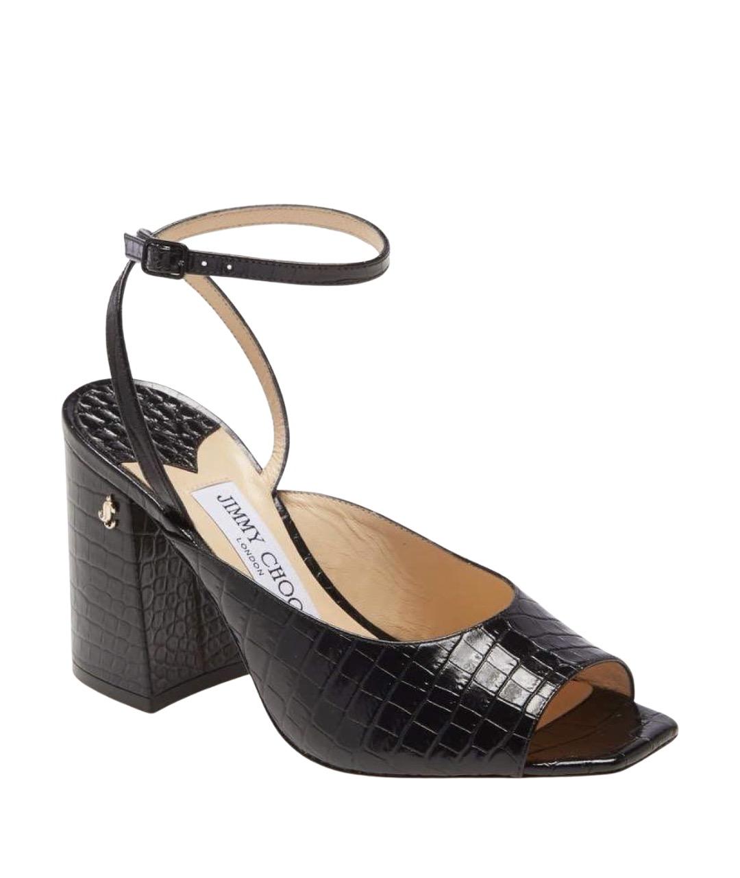 JIMMY CHOO Черные кожаные босоножки, фото 1