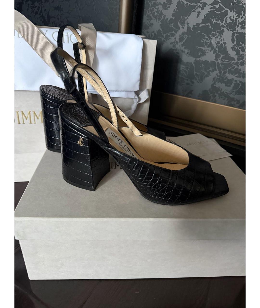 JIMMY CHOO Черные кожаные босоножки, фото 6