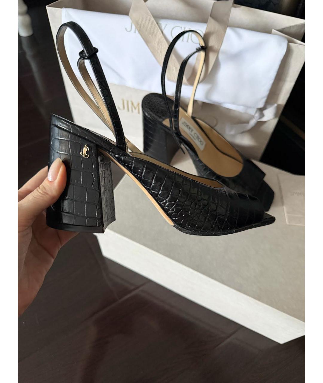 JIMMY CHOO Черные кожаные босоножки, фото 7