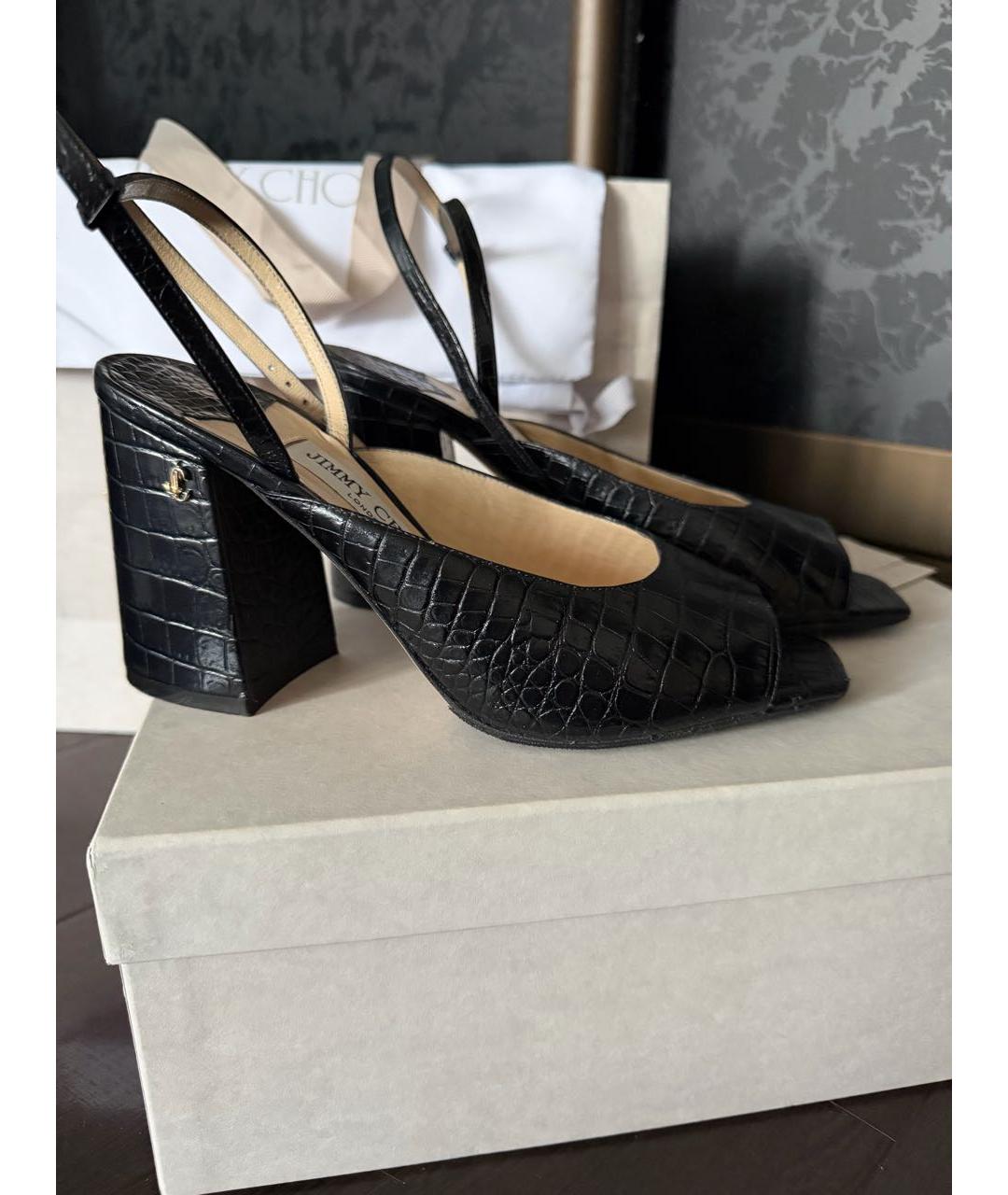 JIMMY CHOO Черные кожаные босоножки, фото 8