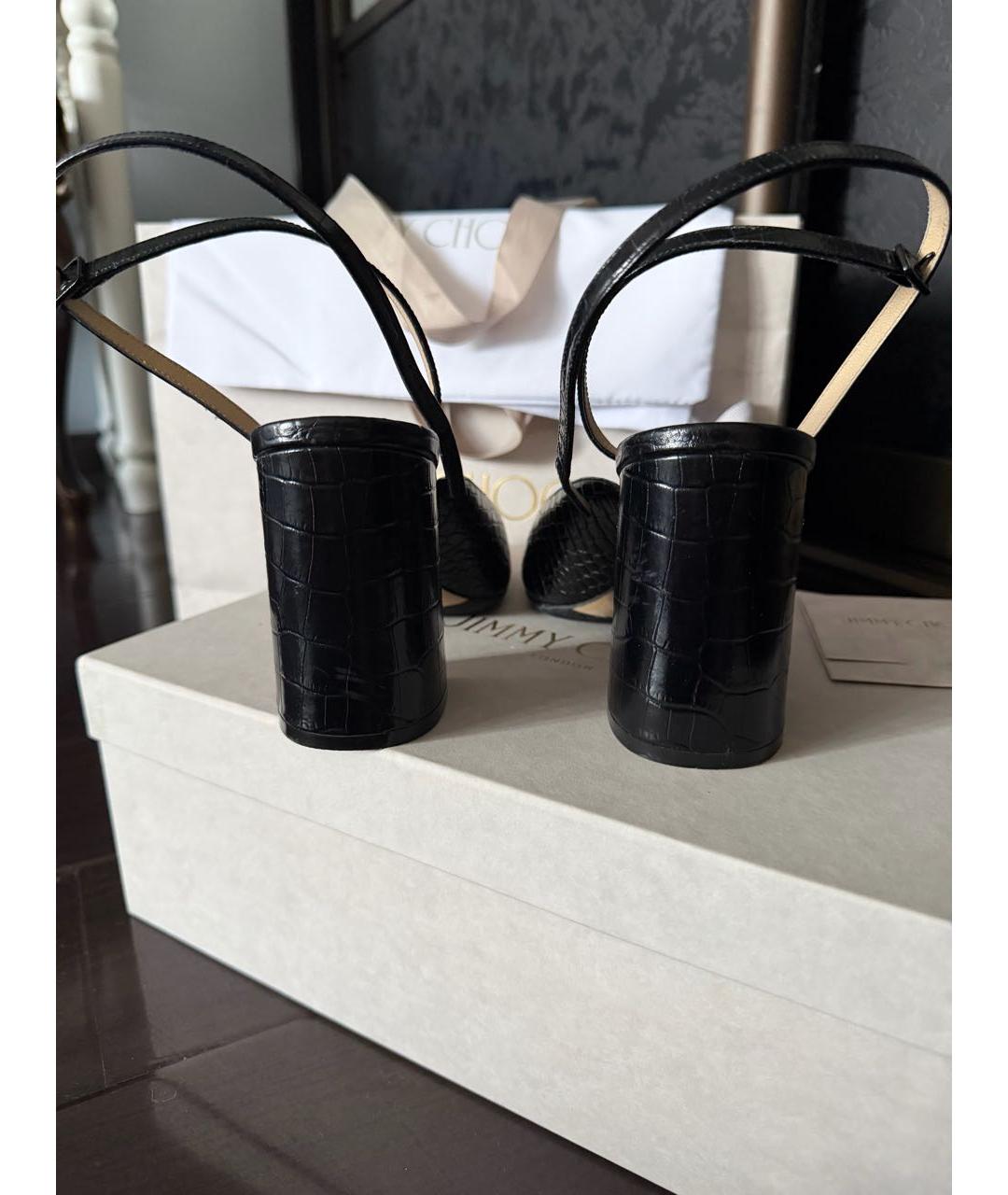 JIMMY CHOO Черные кожаные босоножки, фото 4