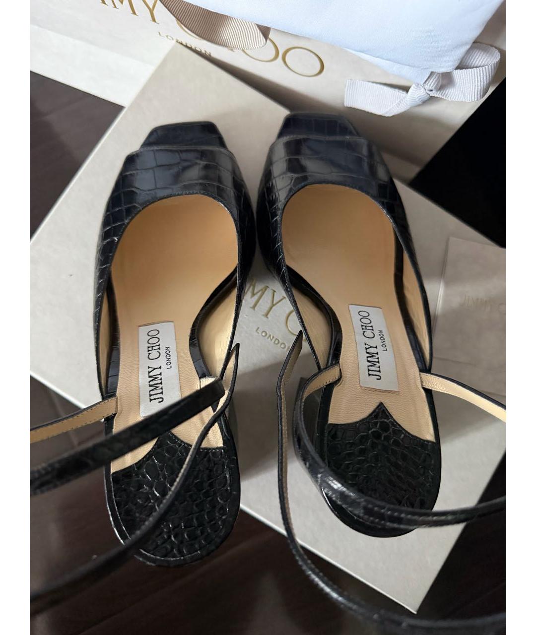 JIMMY CHOO Черные кожаные босоножки, фото 3