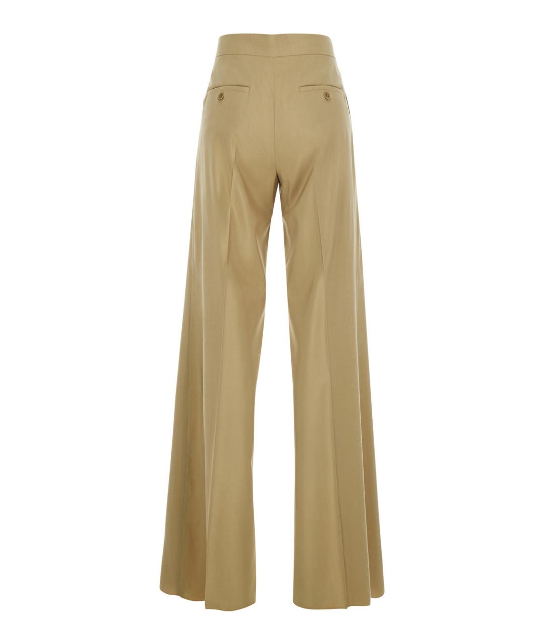 MAX MARA Бежевые шерстяные прямые брюки, фото 2
