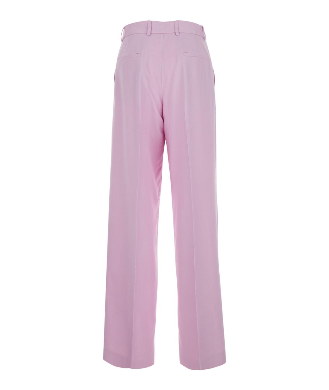 MSGM Розовые вискозные прямые брюки, фото 2