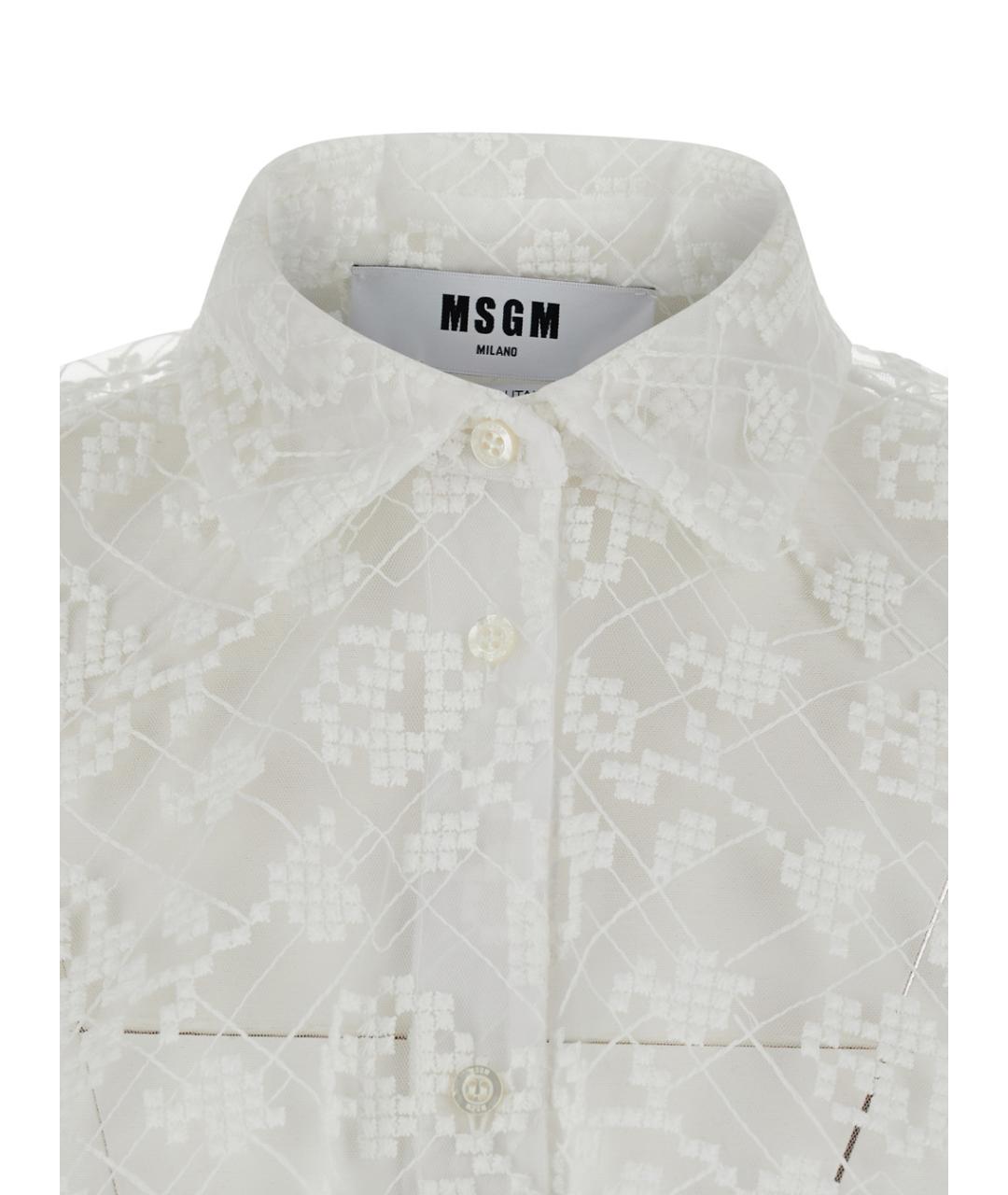 MSGM Белая полиэстеровая рубашка, фото 3