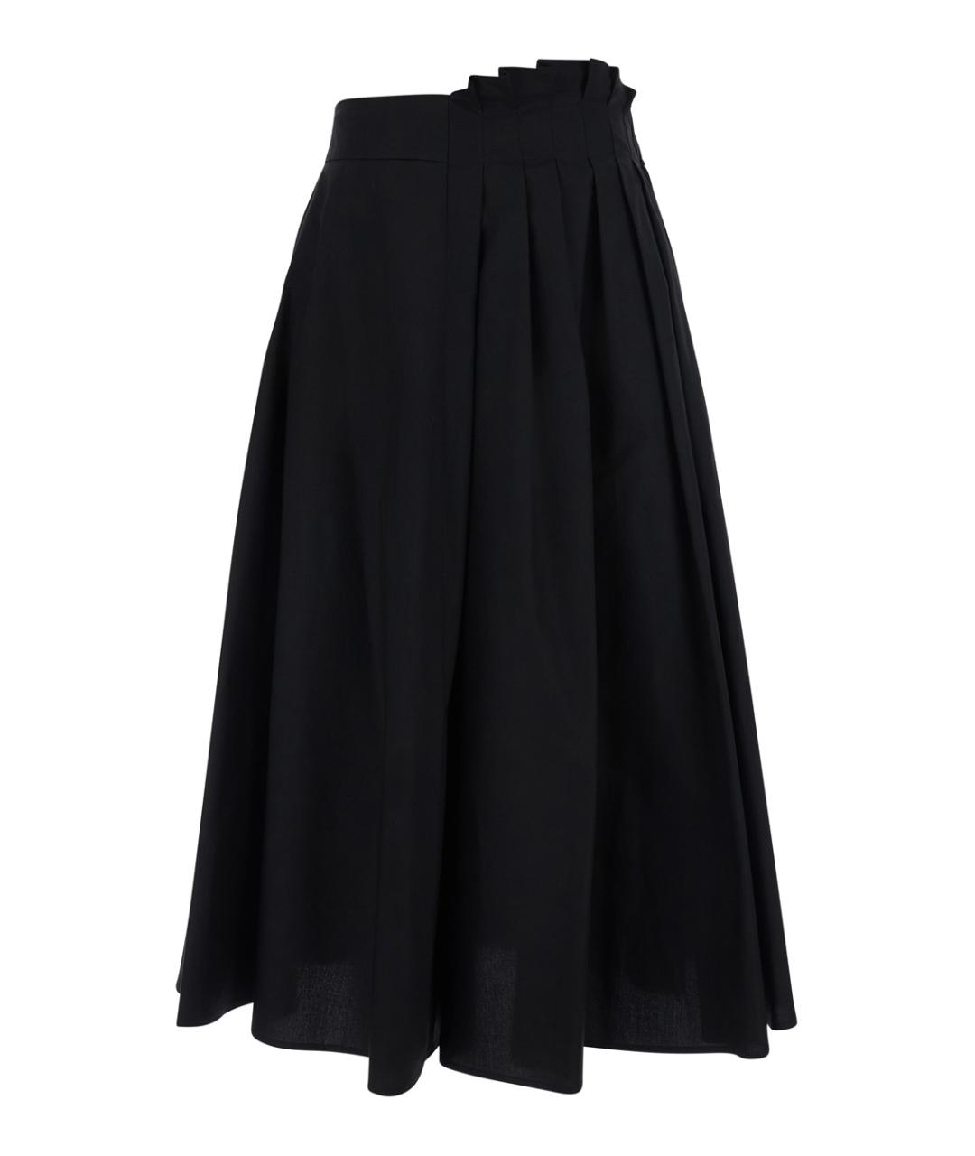 MSGM Черная хлопковая юбка миди, фото 1