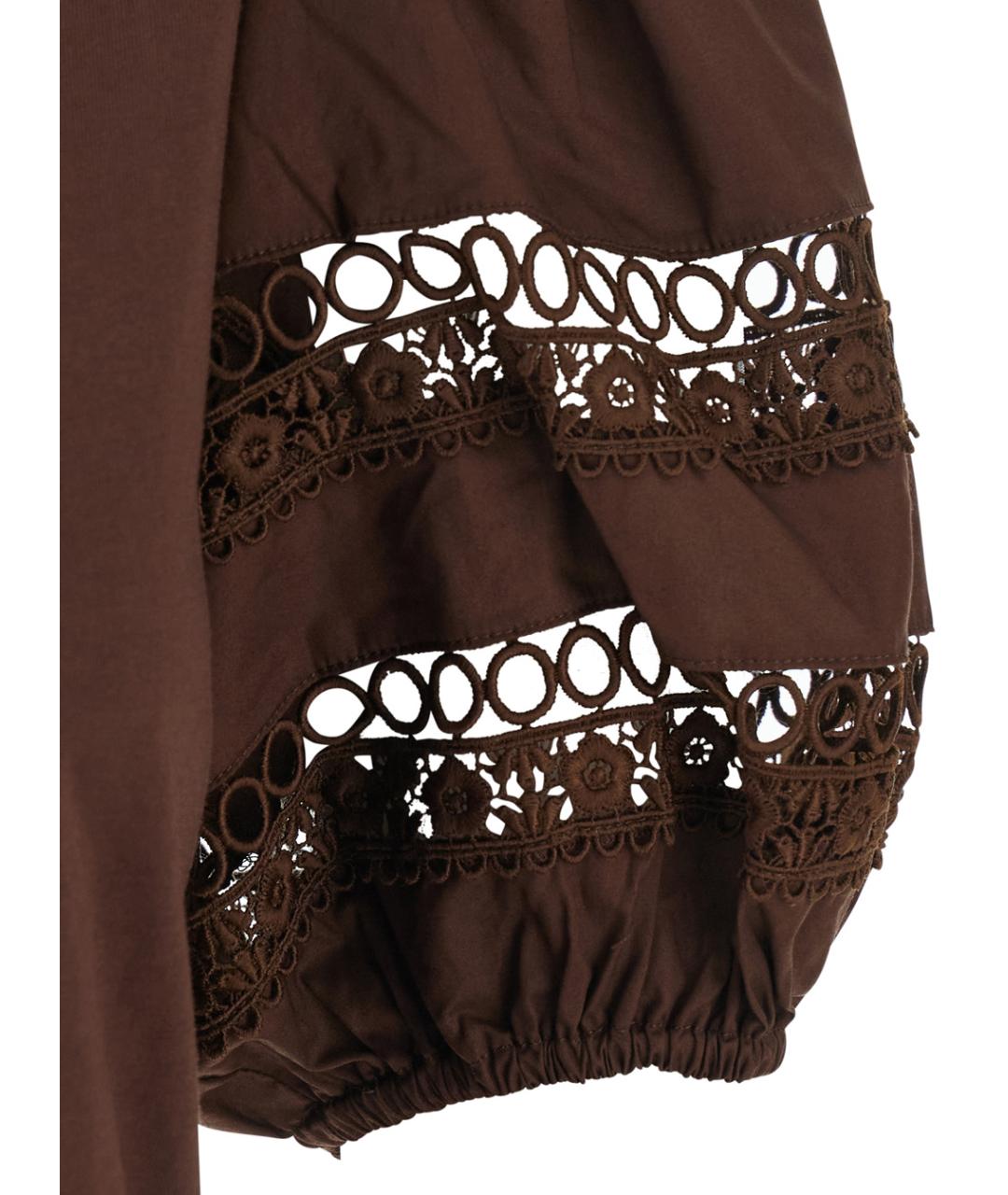 TWIN-SET Коричневая хлопковая футболка, фото 3