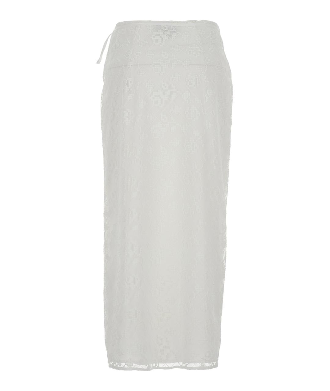 MSGM Белая полиэстеровая юбка миди, фото 2