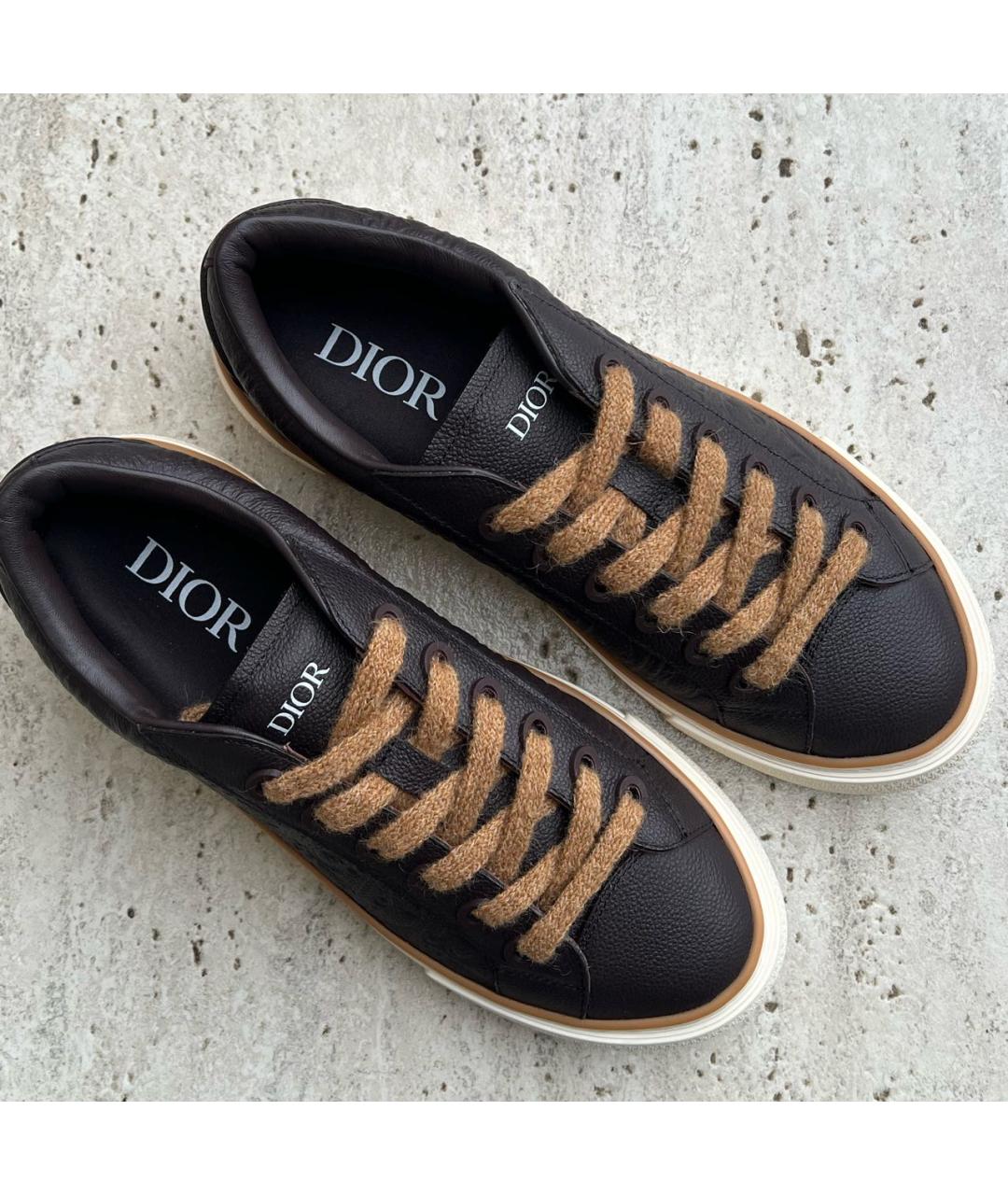 CHRISTIAN DIOR Коричневые кожаные низкие кроссовки / кеды, фото 5