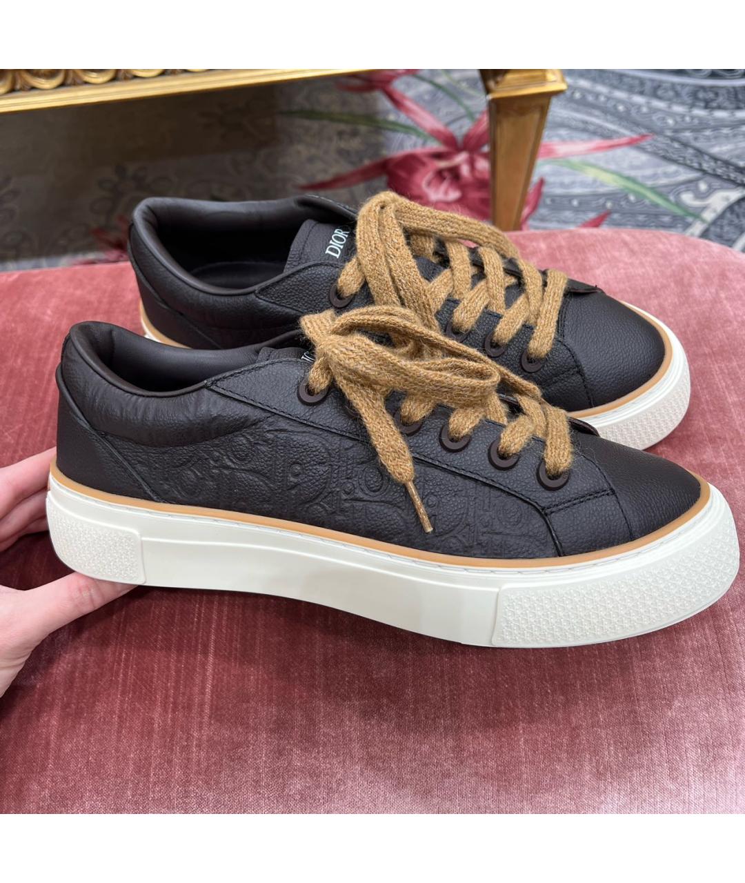 CHRISTIAN DIOR Коричневые кожаные низкие кроссовки / кеды, фото 2